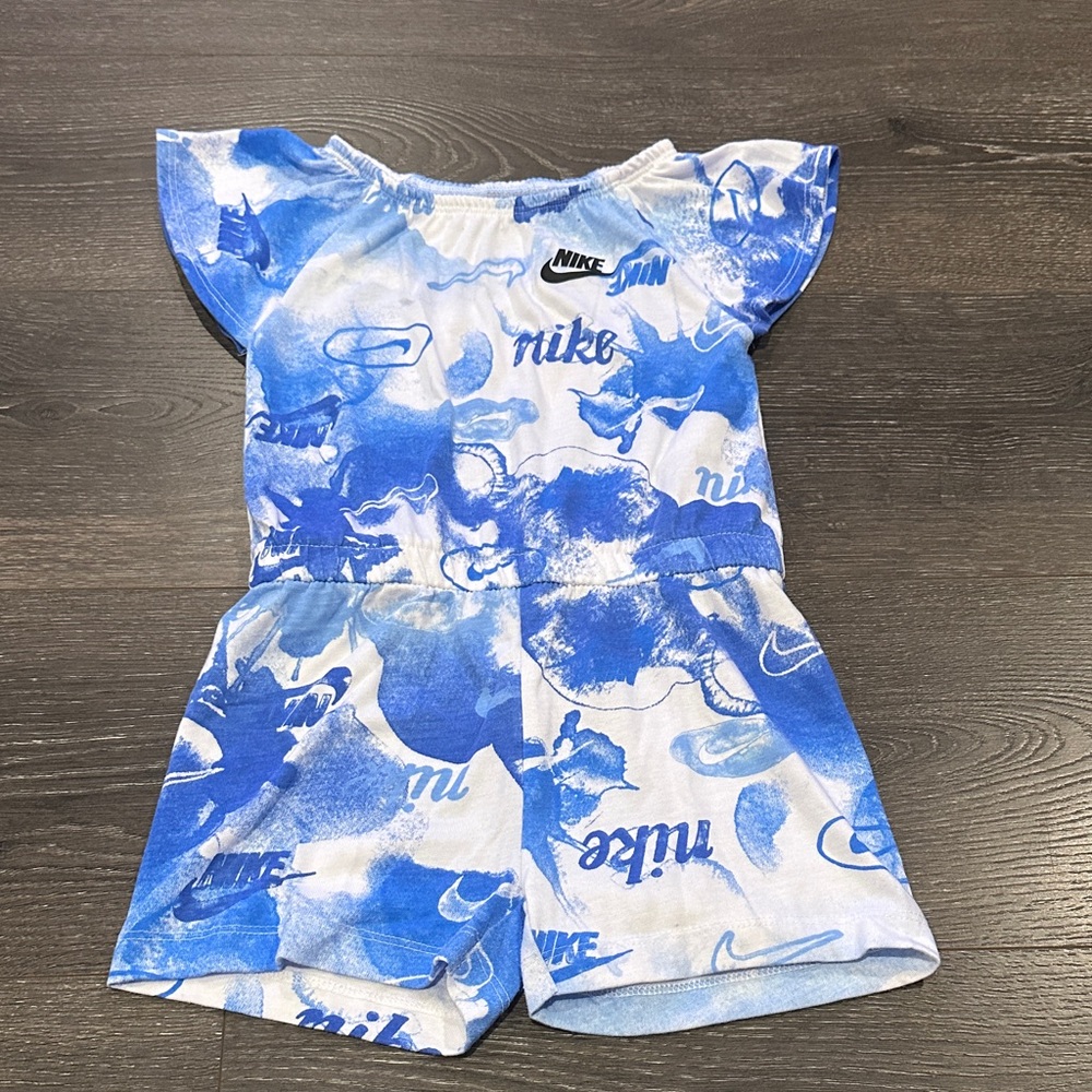 Nike Kids' Blue and White Playful Romper